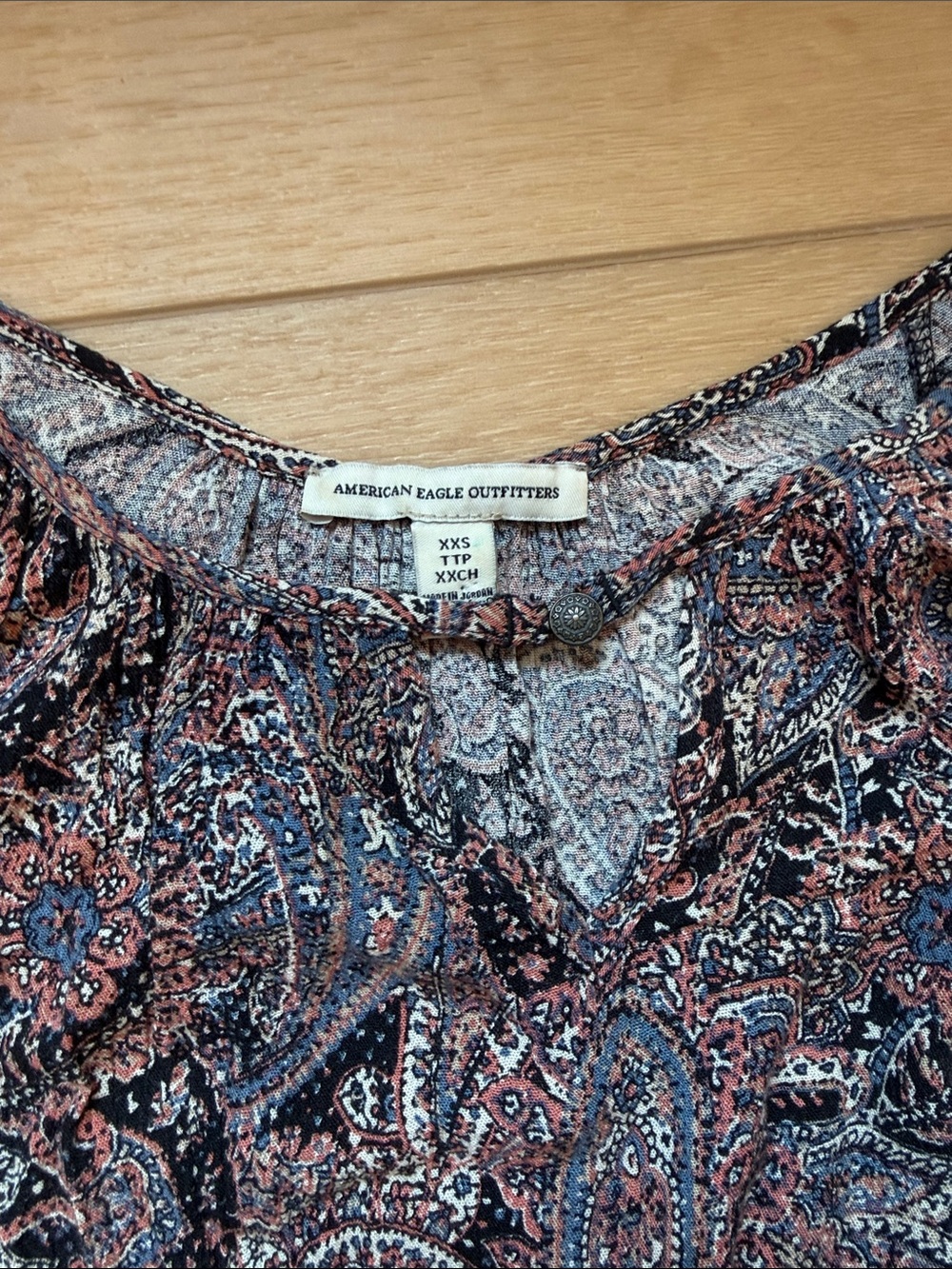 American Eagle Blue Boho Paisley Cold-Shoulder Maxi Dress - Picture 2 of 8